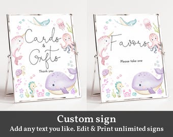 Under the Sea Custom Sign - Ocean Animals Birthday Party Decor Bir463 Bab324