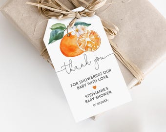 Little Cutie Geschenkanhänger zur Geburt, Clementine Orangen (Printable PDF Bab322)