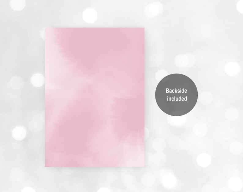 May include: A blank pink card with a soft, blurred, watercolour-like texture. Backside included.