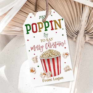 POPPIN Tag Frohe Weihnachten Tag Popcorn Geschenkanhänger Kinder Klassenzimmer Geschenkanhänger Urlaub Label Lehrer Nachbar Bearbeitbar Druckbar Download Cht24