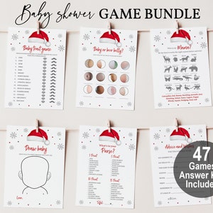 Christmas Baby Shower Games, Santa and Snowflake (Editable Printable Bundle) Bab403