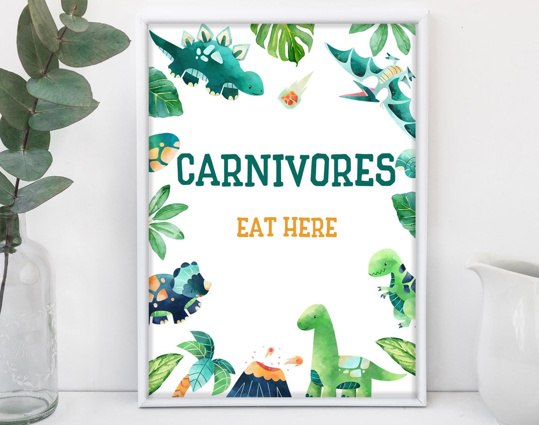 Carnivores Dinosaur Food Table Sign Cute Dino Birthday Sign Baby Boy ...