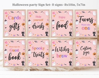 Letreros de mesa de Halloween de fantasmas rosas: Decoración para fiestas de cumpleaños Hab1
