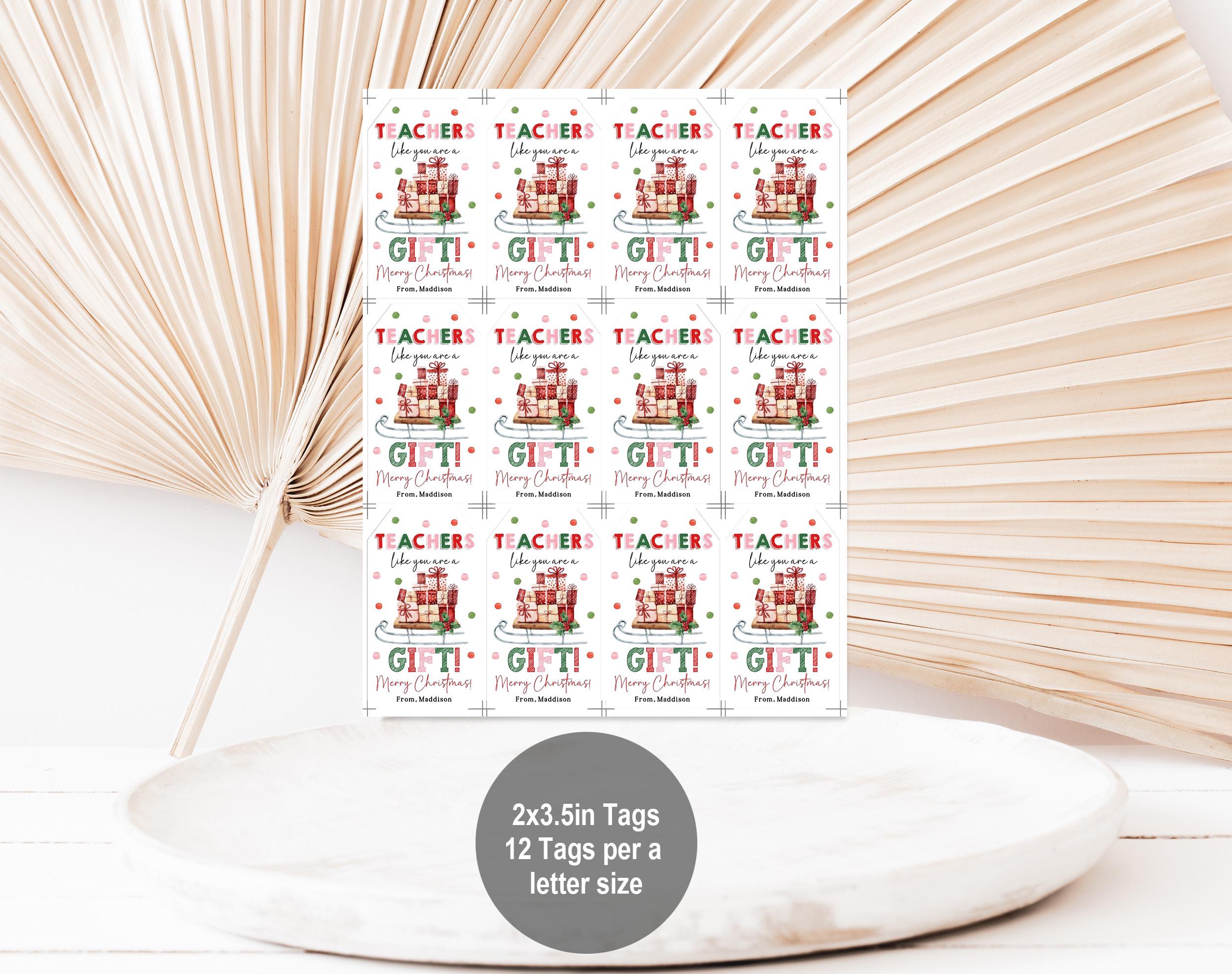 Teacher Gift Tag: Christmas Printable - Editable Digital Download ...