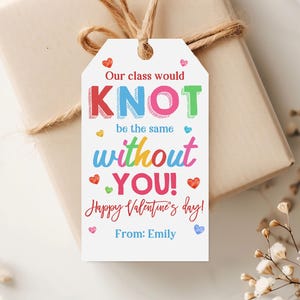 Valentijnscadeaukaartjes Klasse zou hetzelfde zijn zonder jou Tag Bewerkbaar haarelastiekje voor meisjes Vriendschapsarmband Pretzel voor kinderen in de klas Vat65