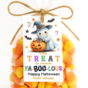 Halloween Favor Tag: Fab-BOO-Lous Ghost Design (Editable PDF Download)