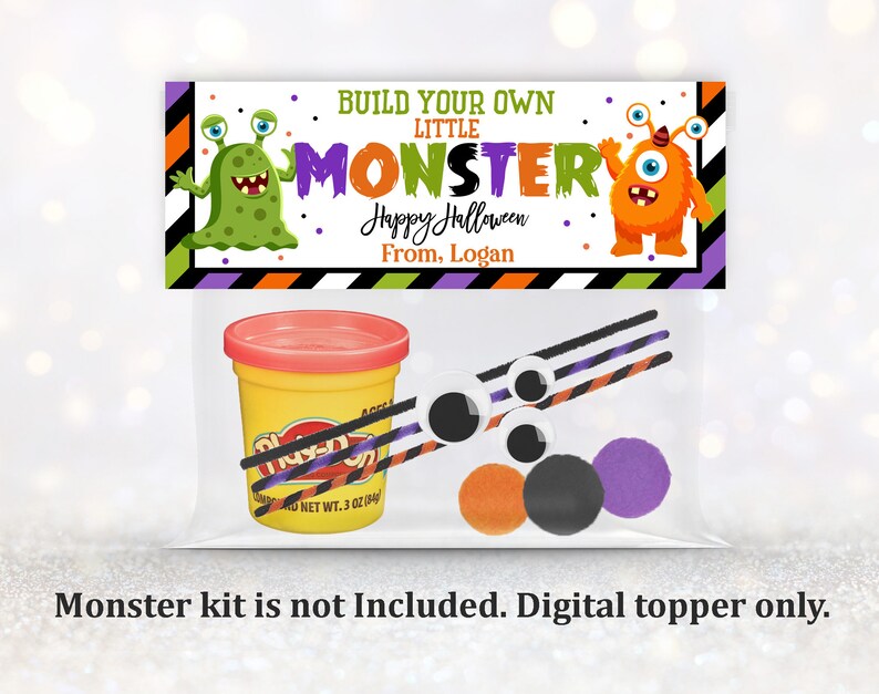 Halloween Printable Make Your Own Monster Bag Topper Monster - Etsy