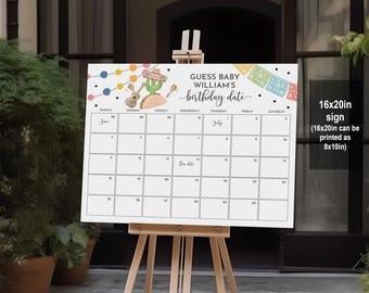 Baby Shower Game: Fiesta Due Date Calendar - Editable Printable Bab243