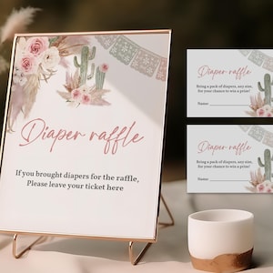 Biglietto della lotteria dei pannolini Taco 'Bout A Baby Boho Fiesta Baby Shower Biglietto della lotteria dei pannolini Pampas Grass Stampabile con fiori rosa Bab252