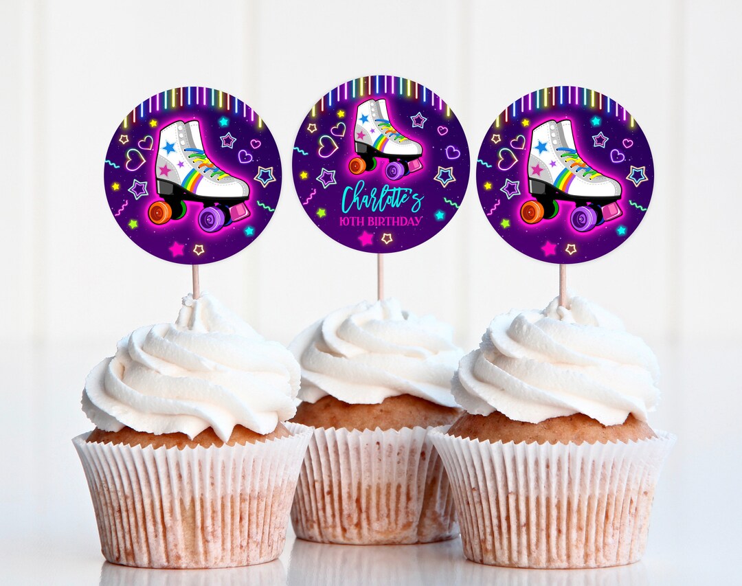 Roller Skate Cupcake Toppers Roller Skate Glow Cupcake Toppers Skating ...