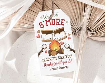 S'mores Gift Tag Teacher appreciation gift tag We need S'more Teachers Like You Classroom Smore Favor Tag Editable Printable Download Tat29