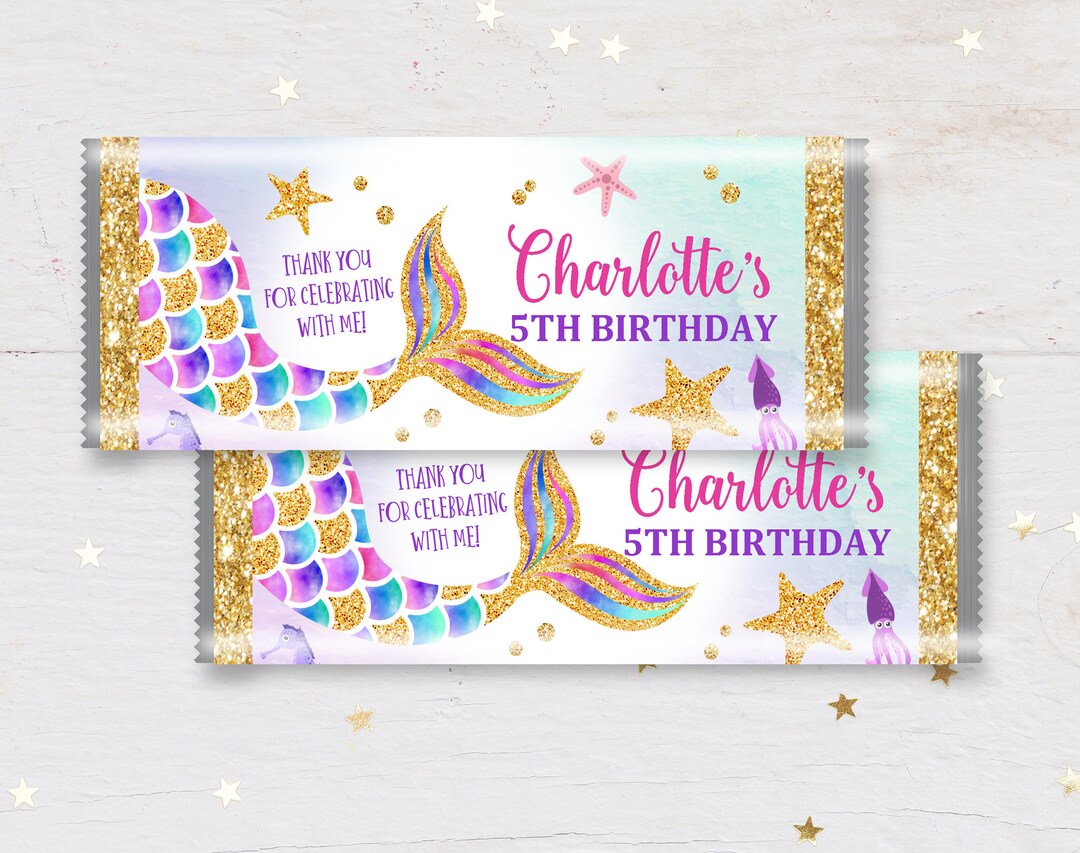 Mermaid Chocolate Wrapper Mermaid Birthday Candy Bar Wrapper Download ...