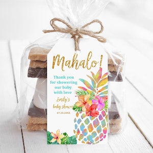 Pineapple Baby Shower tags Editable Tropical Hawaiian Favor Tag Printable Luau Favor tags Pineapple Thank you Tag Pineapple gift tag Bab38