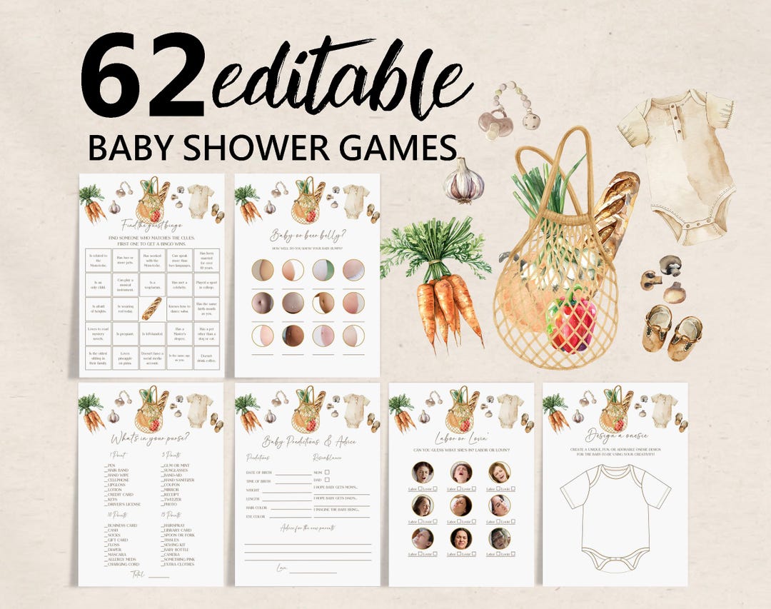 Farmer's Market Baby Trivia Game Cards - 30 Pcs Hilarious Baby Shower Game, 5x7 Inch