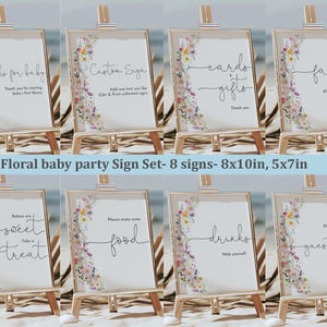 Baby in bloei tafelborden Wildflower bord set Bewerkbaar babyshower bord Boho bloemen decor geschenken en kaarten Zoete gunsten Aangepast bord Bab244