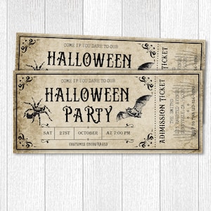 Halloween Birthday Invitation Halloween Party Ticket Invite Spooky Adults Costume Party Bat Spider Digital Editable Download Printable