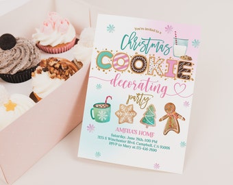 Christmas Cookie Party Invitation: Editable Holiday Invite (Printable Download) ChI29