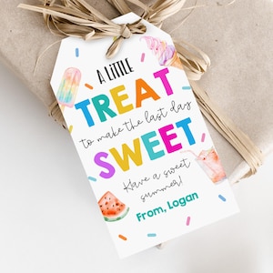 Een beetje traktatie-tag Sweet-tag Einde schooljaar cadeautag Leraren zomer cadeautag Kids Classroom Treat-tag afdrukbare feestartikelen Est51