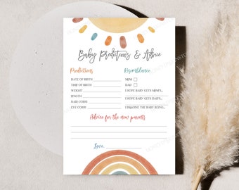 Boho Sun Baby Prediction Cards: Rainbow Shower Game Bab151