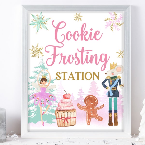 Nutcracker Cookie frosting station Sign Sugar plum fairy Birthday Party Decor Christmas Dessert table sign Download Bir15 Bab64