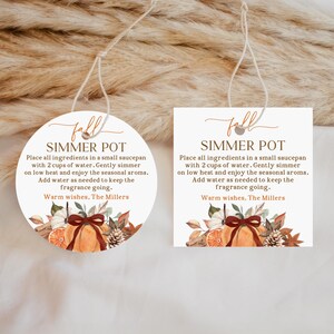 Bewerkbare herfstpotpourri-tags voor op het fornuis: Ronde en vierkante pompoenontwerpen (digitale download) Tgt22