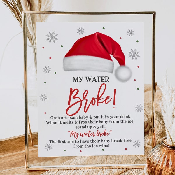 Christmas baby shower my water broke game Sign Ice Cube Baby Winter holiday Game Santa baby Activity Printable Editable Download Chbab2