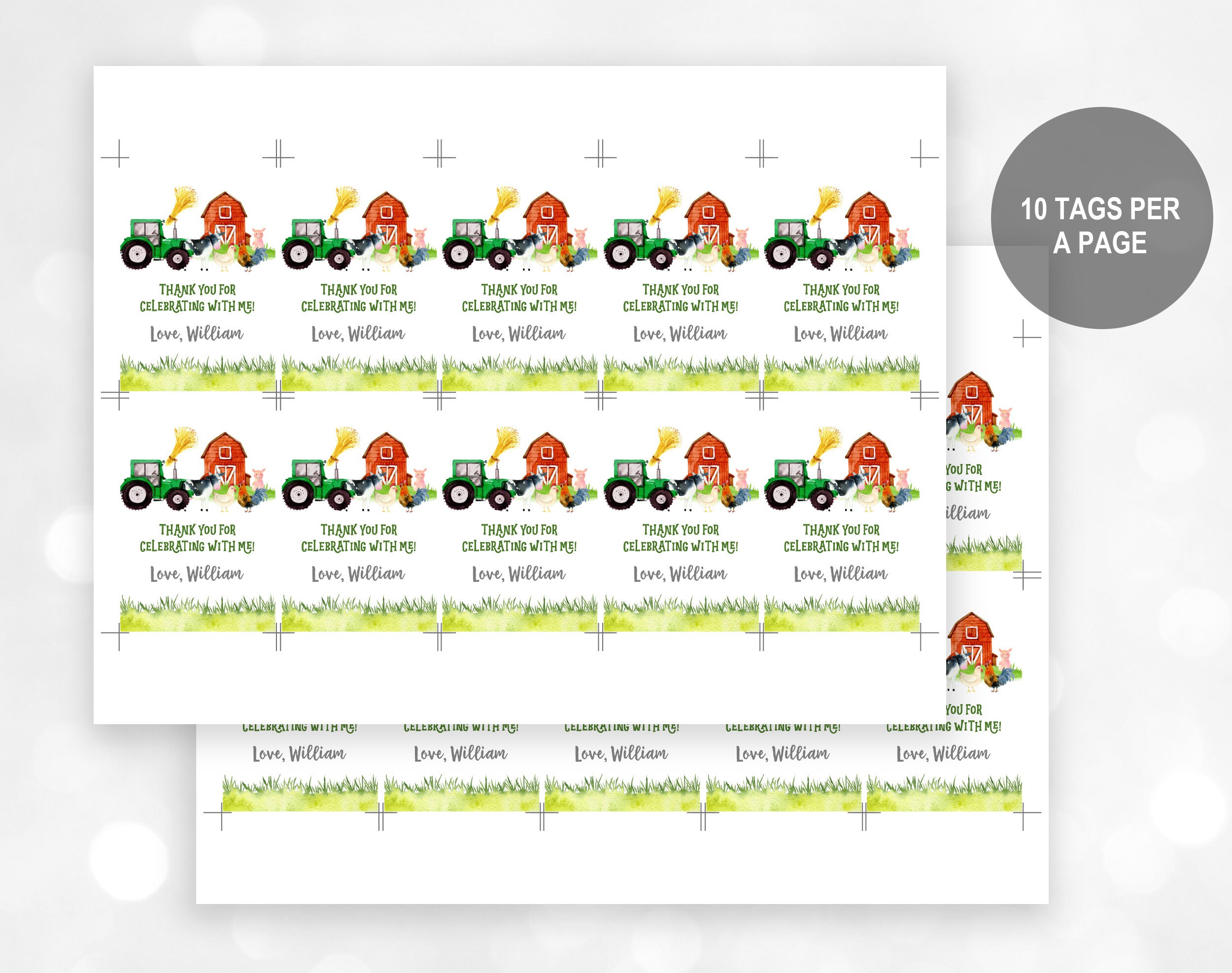Editable Tractor Birthday Favor Tags - Farm Thank You Labels Bir117 - Etsy