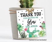 Cactus Teacher Appreciation Favor Tags Thank You for Helping me Grow Succulent Fiesta Cactus Teacher Tag Editable Printable Download Tat12