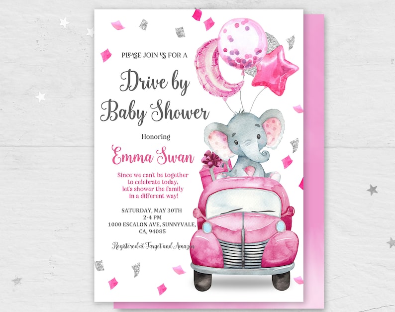 Elephant Drive by Baby Shower Invitation Honk & Wave Drive by Etsy