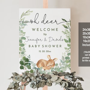 Oh Deer Baby Shower Willkommensschild Waldtiere Baby Shower Decor Gender Neutral Deer Babyparty Boho Greenery Editable Printable Bab120