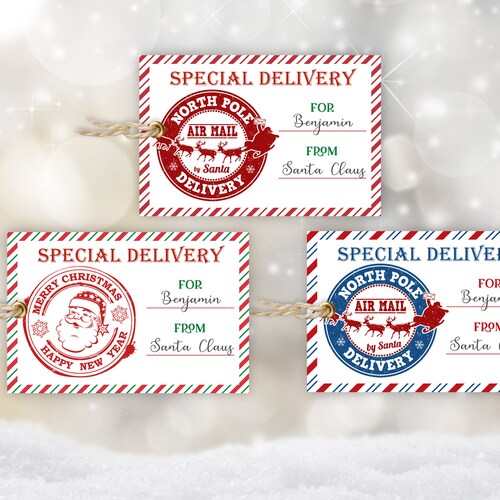 Printable North Pole Special Delivery Tag Template Editable - Etsy