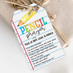 Prayer Tag: Back to School Pencil Design (Editable Printable PDF Bst63)