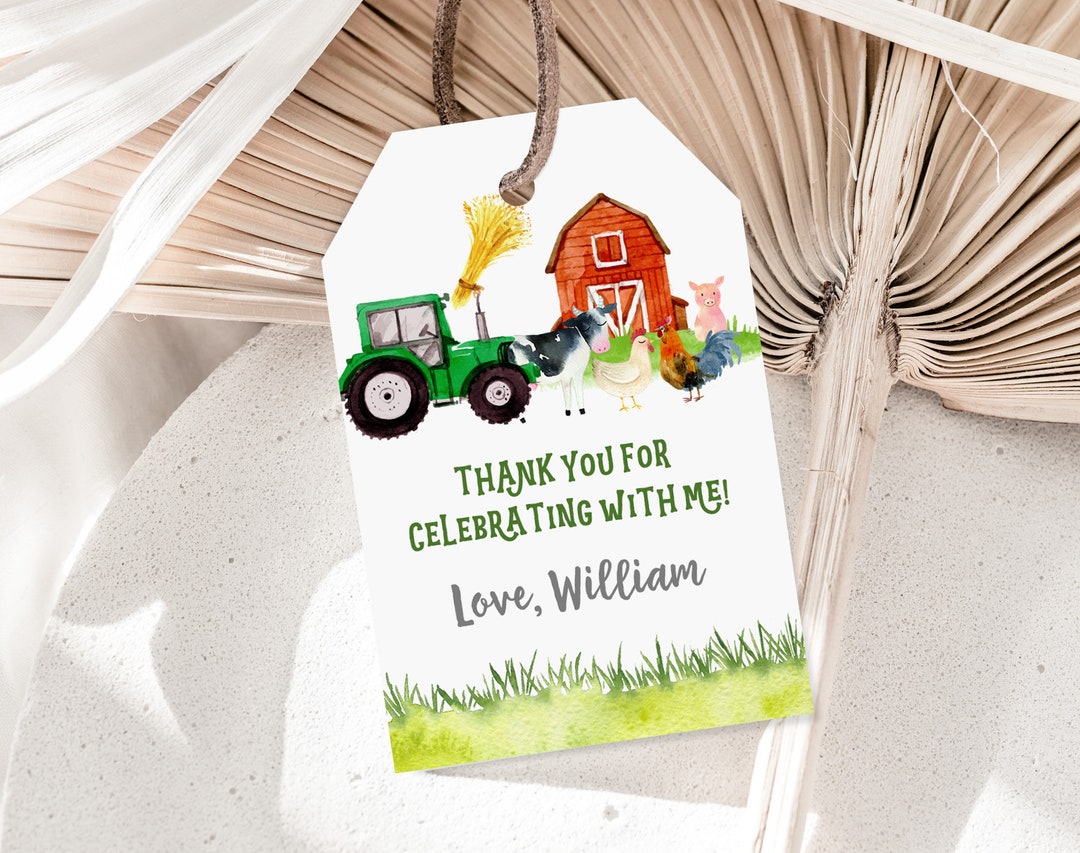 Editable Tractor Birthday Favor Tags - Farm Thank You Labels Bir117 - Etsy