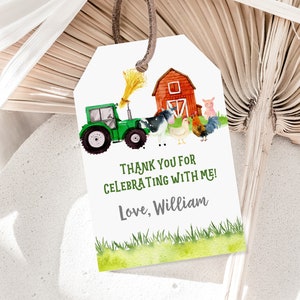 Tractor tag  Farm birthday favor tag  Thank you tag  Download  EDITABLE  Bir117