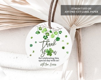 Baby Shower Sticker Labels: St. Patrick's Day Shamrock Tags - Editable, Printable