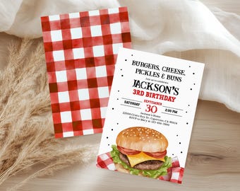 Burger Birthday Invite: Editable BBQ Party - Digital Download Bir584