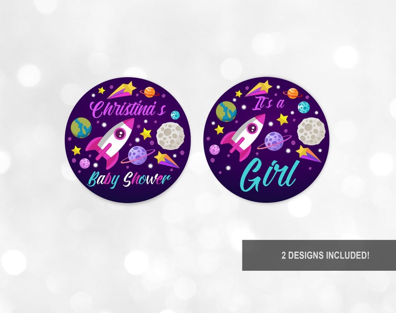 Outer Space Baby Shower Cupcake Toppers Girl Astronaut Décor Etsy