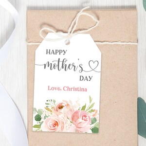 Glücklicher Muttertag Geschenkanhänger Favor Tag Pink Gold Blumen Blume Label Herz Danke Tag 2 Größe Digital Bearbeitbare Druckbare Download Mot1