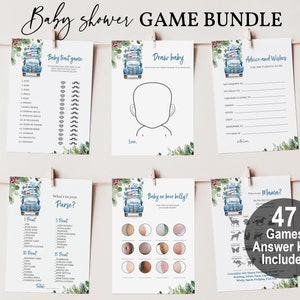 Winter Baby Shower Game Bundle Blue truck Game Set Winter wonderland Snowflake Christmas Activity Boy Baby Its cold outside download Bab125