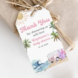 Ocean & Surf Danke Geschenkanhänger Vorlage Bearbeitbar Strand Baby Shower Favors Printable Favors Surf Thema Dusche Geschenkanhänger Beach Party Bab355