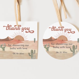 Etichetta per baby shower in stile Boho Desert, etichetta per bomboniere in stile Southwestern, etichetta stampabile con cactus, etichetta per biscotti con succulente, etichetta moderna Boho Bab239