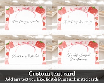 Strawberry Place Cards: Editable Food Labels - Printable Party Tents Bir429 Bab312