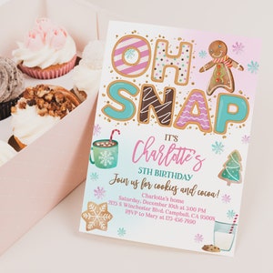 Christmas Cookie Birthday Invitation Oh Snap Cookie Decoration Exchange party Invite Holiday Cookie Cocoa Editable Printable Download Chbir3