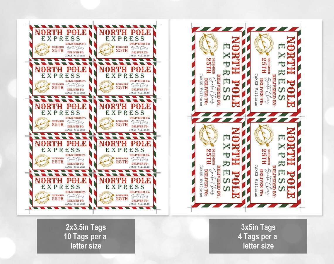 Christmas Gift Tag North Pole Express Tag Stickers Santa Gift - Etsy