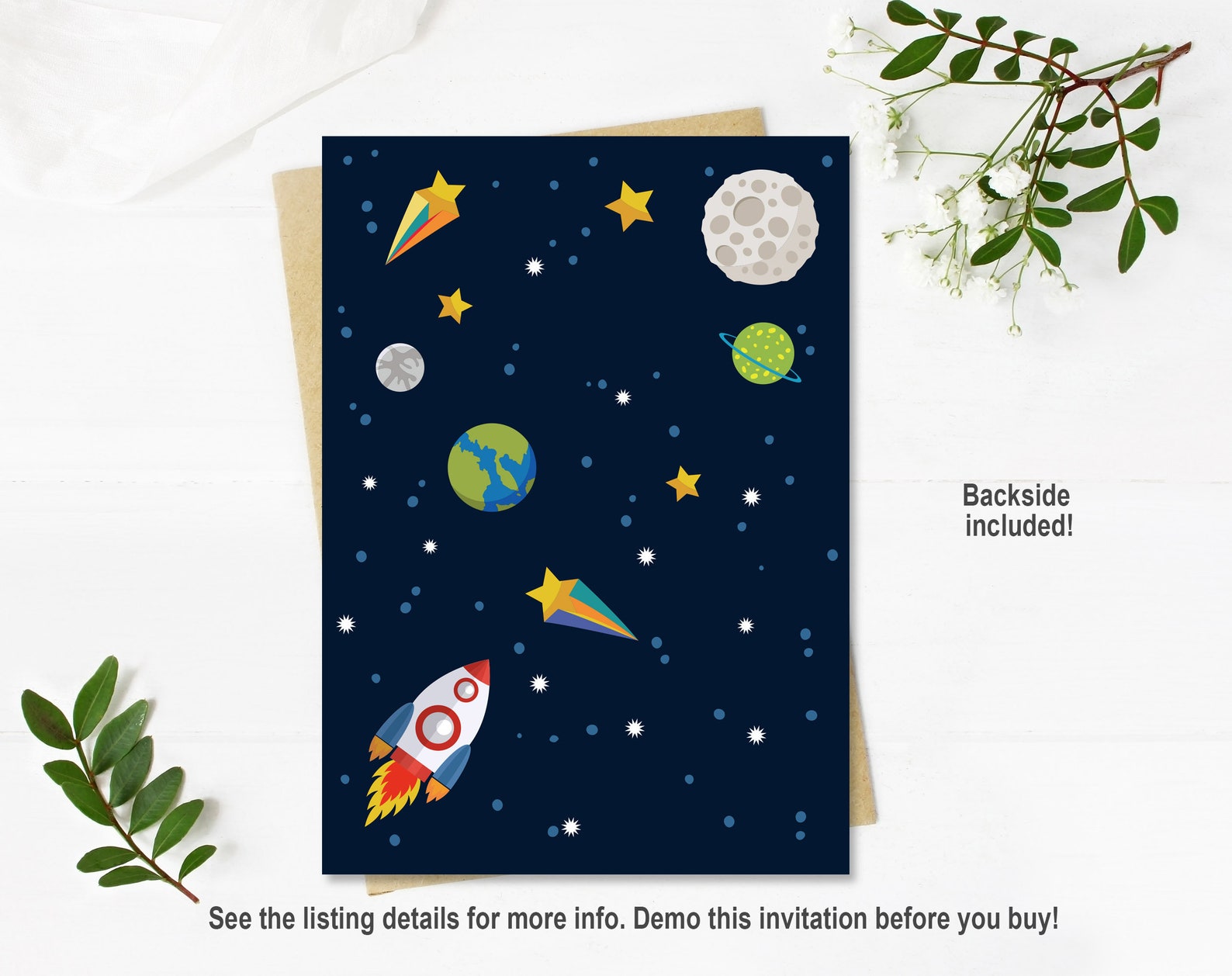 Outer Space Baby Shower Invitation Set Galaxy Outer Space Etsy