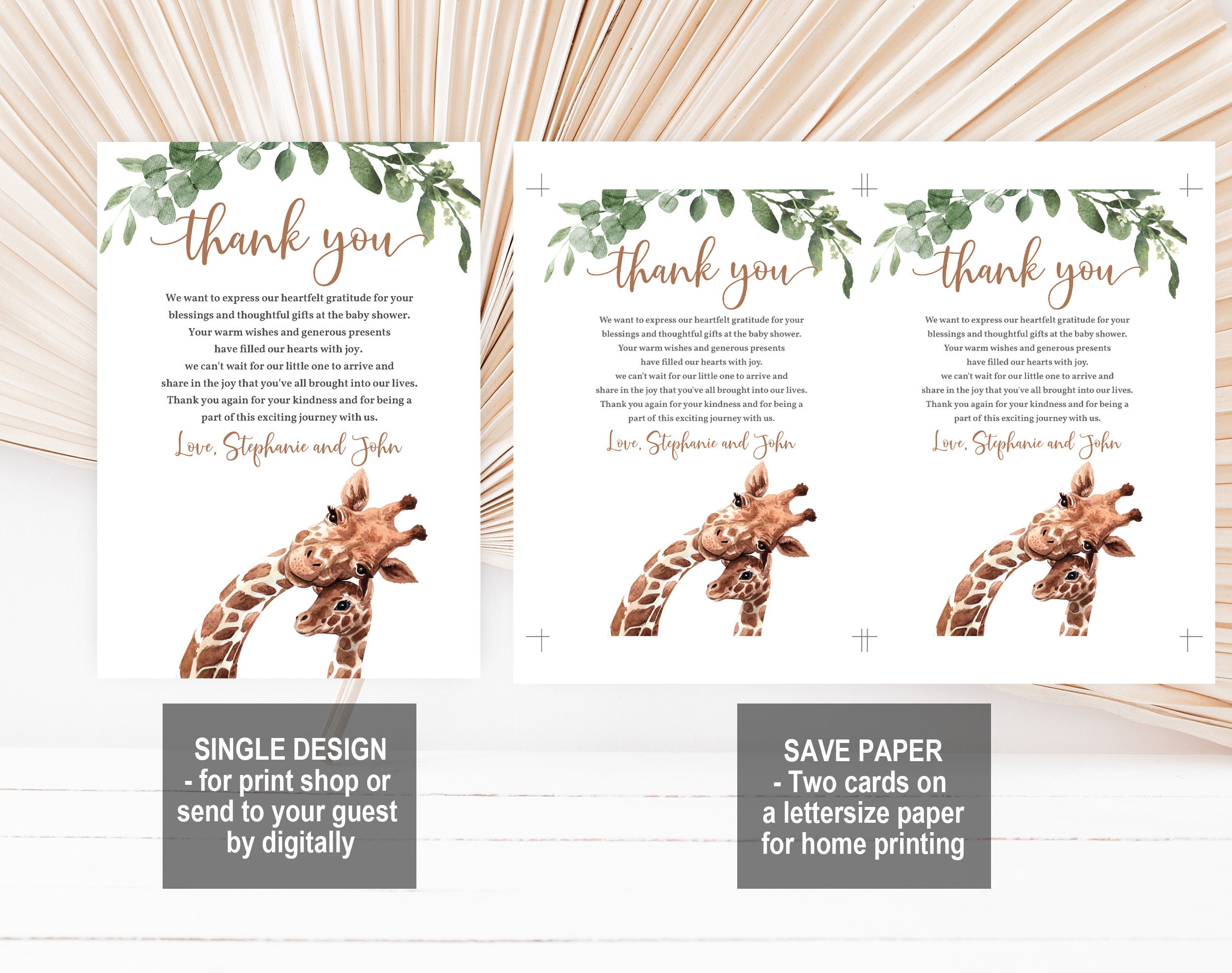 Tropical Baby Shower Thank You Cards - Jungle Greenery