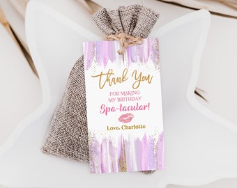 Spa Party Gift Tags Girl Birthday Party Thank You Stickers - Etsy