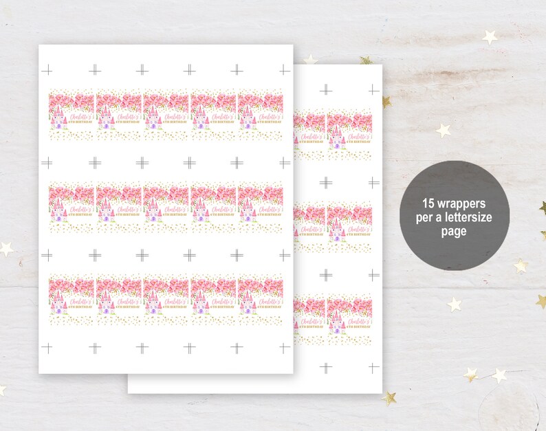 Princess Printable Miniature Candy Bar Wrappers INSTANT DOWNLOAD EDITABLE Prin1