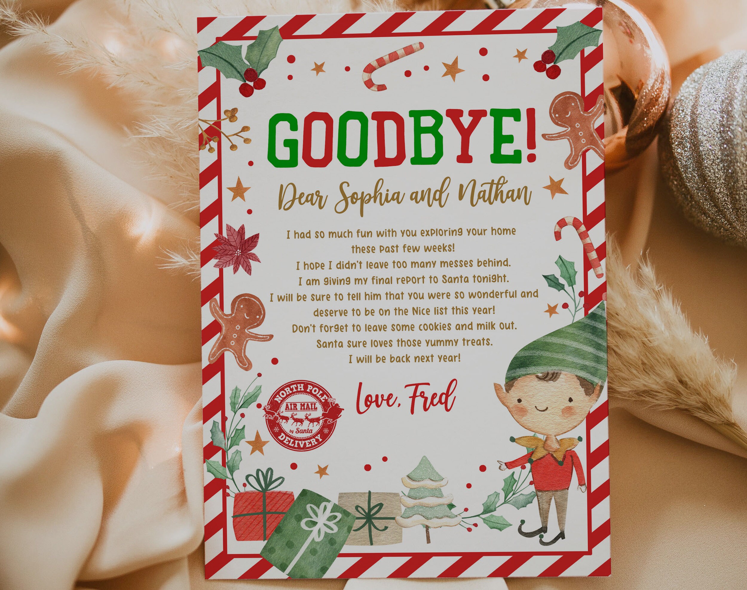 Elf Goodbye Letter Elf Farewell Christmas Eve Box Filler Santa - Etsy