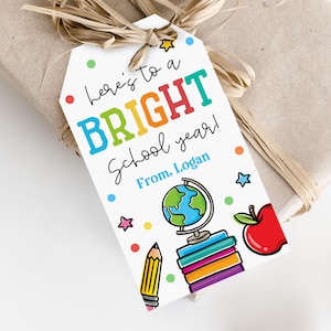 Bright School Year Tag, Editable First Day of School Tag, Back To School, Teacher pto pta Gift, Printable Crayon Tags, Student Gifts Bst59